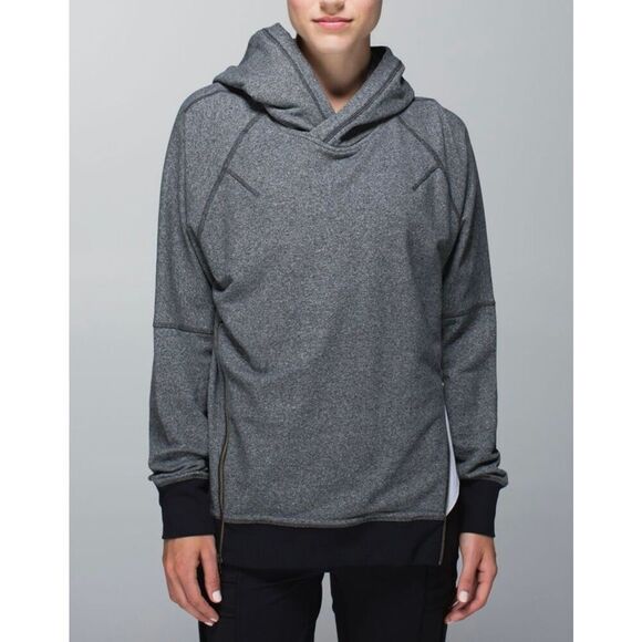 Lululemon Om & Roam Pullover Speckled Black Side Zip Hoodie Sweatshirt Women’s 4 - Picture 1 of 14
